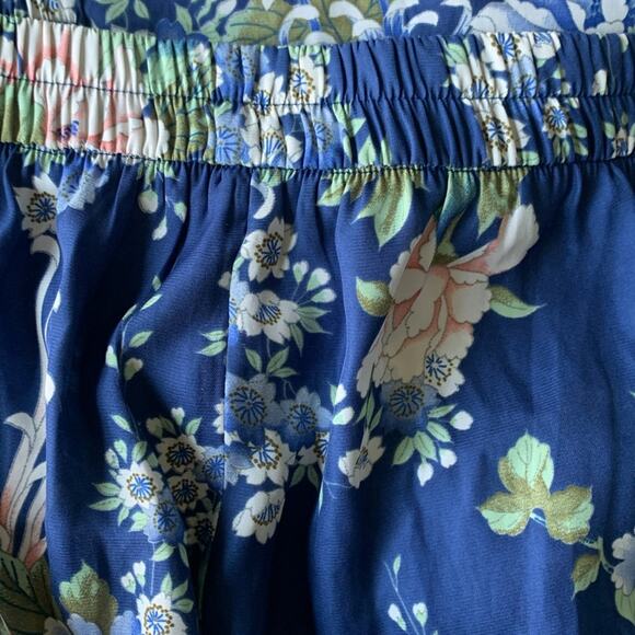 Zara Silky Harness The Power Of Flowers Straight Leg Crop Pants Pull On Blue M - Picture 10 of 14